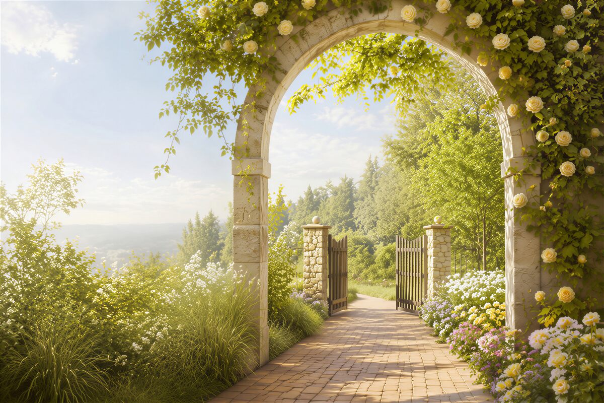 Papier peint jardin de roses