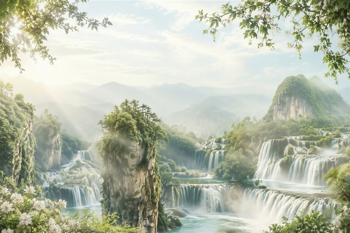 Papier peint vue sur d'incroyables grandes chutes d'eau