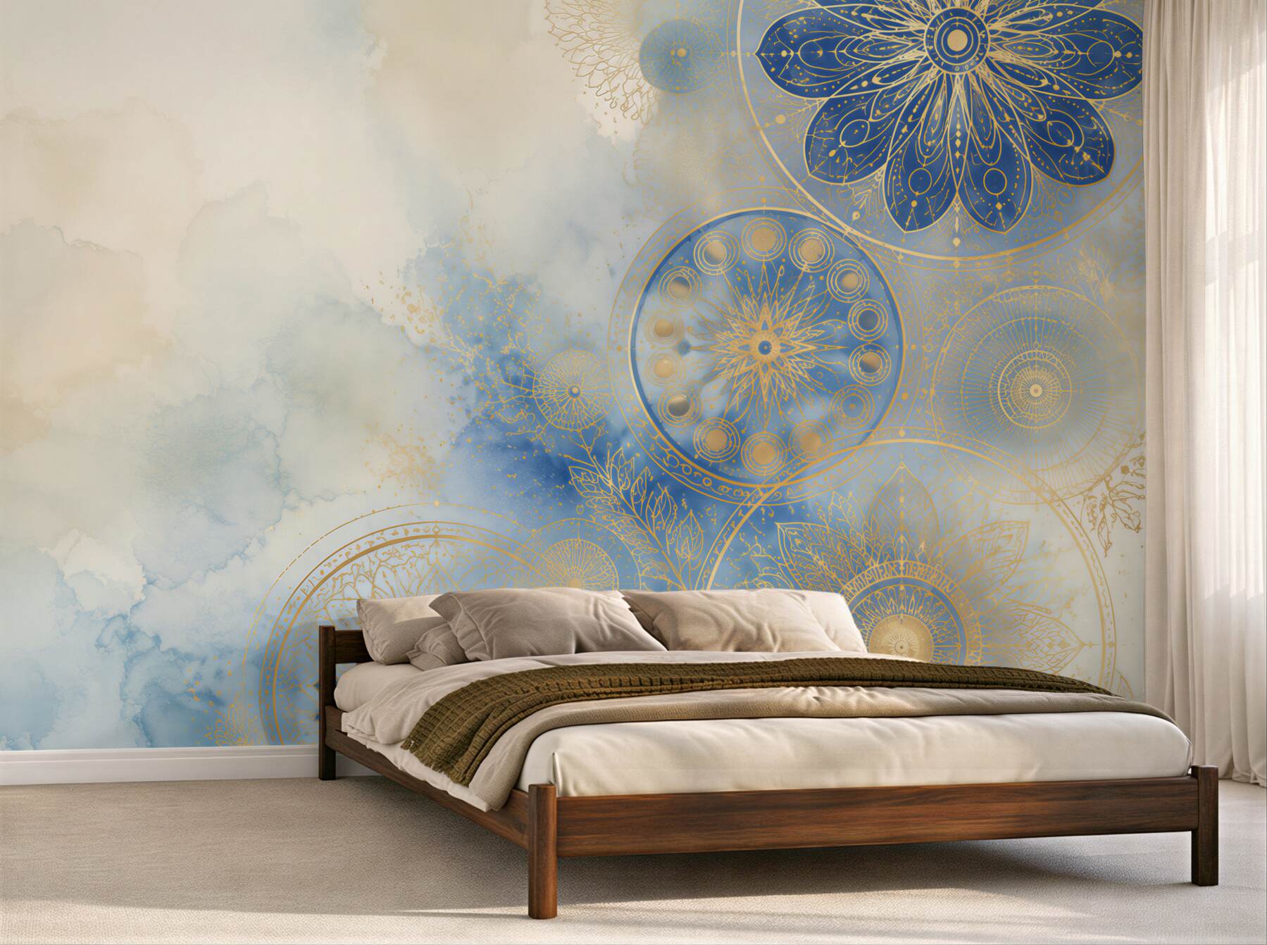 Papier peint cercles ondulés dorés assortis