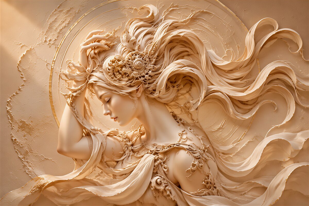 Papier peint bas-relief d'une petite fille