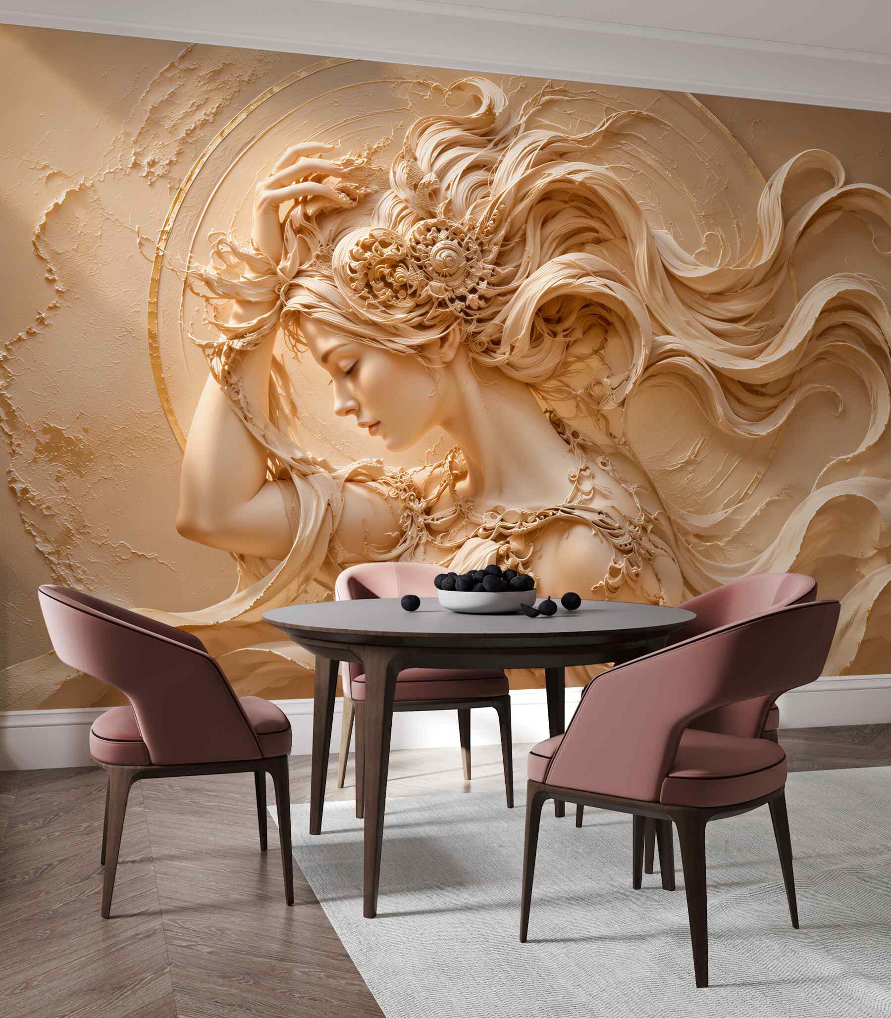 Papier peint bas-relief d'une petite fille