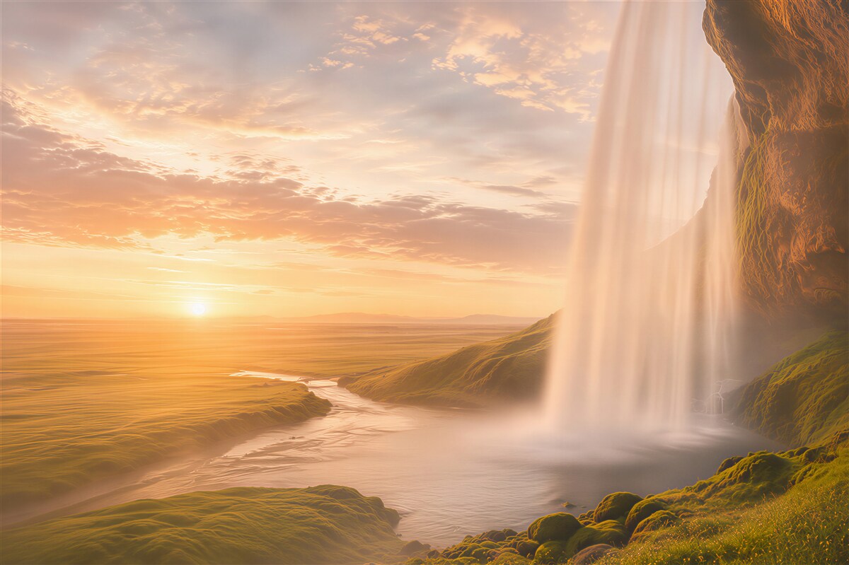 Papier peint eau tombant d'une cascade