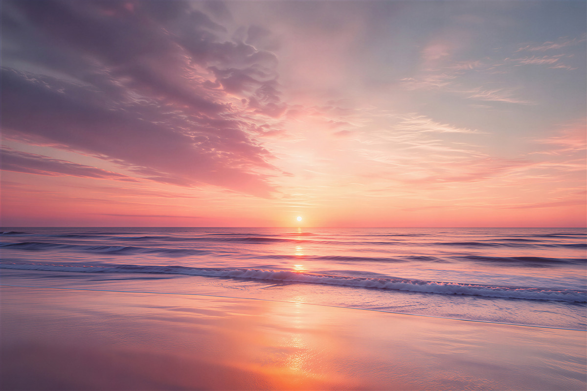 Papier peint Coucher de soleil sur fond de mer