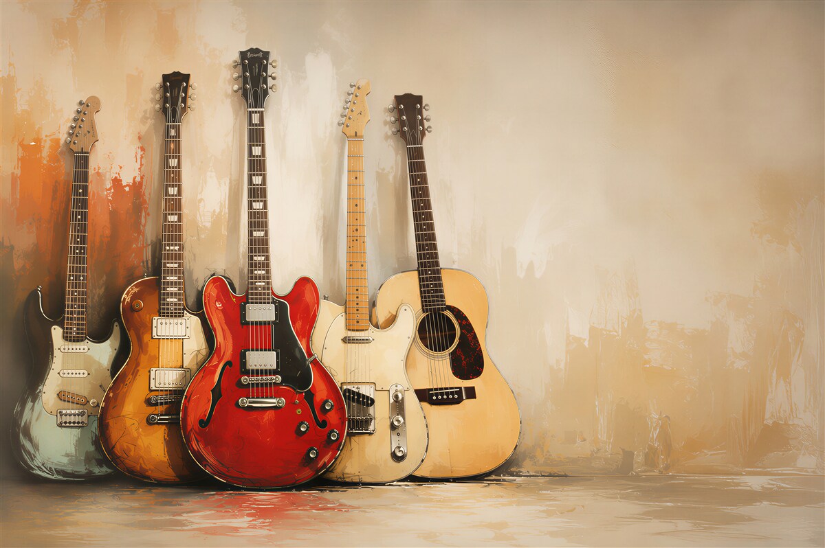 Papier peint Guitares peintes variées