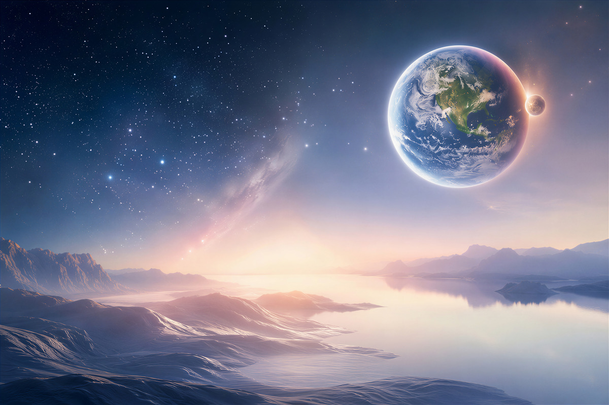 Papier peint vue de la Terre depuis une autre planète