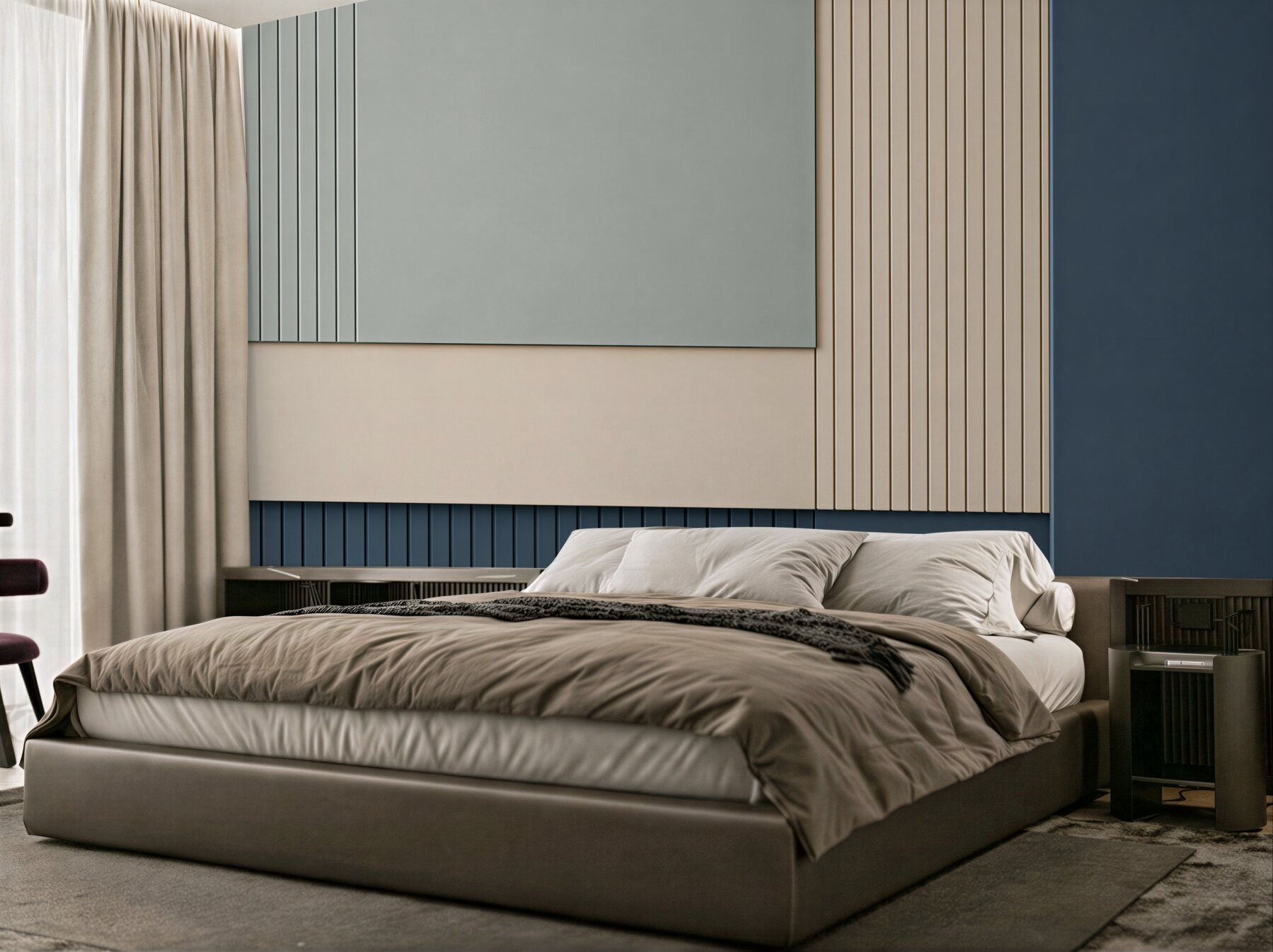 Papier peint Fond bleu, beige et vert