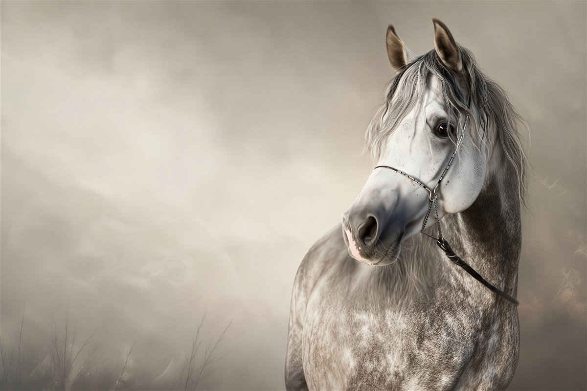 Papier peint beau profil de cheval sur fond noir