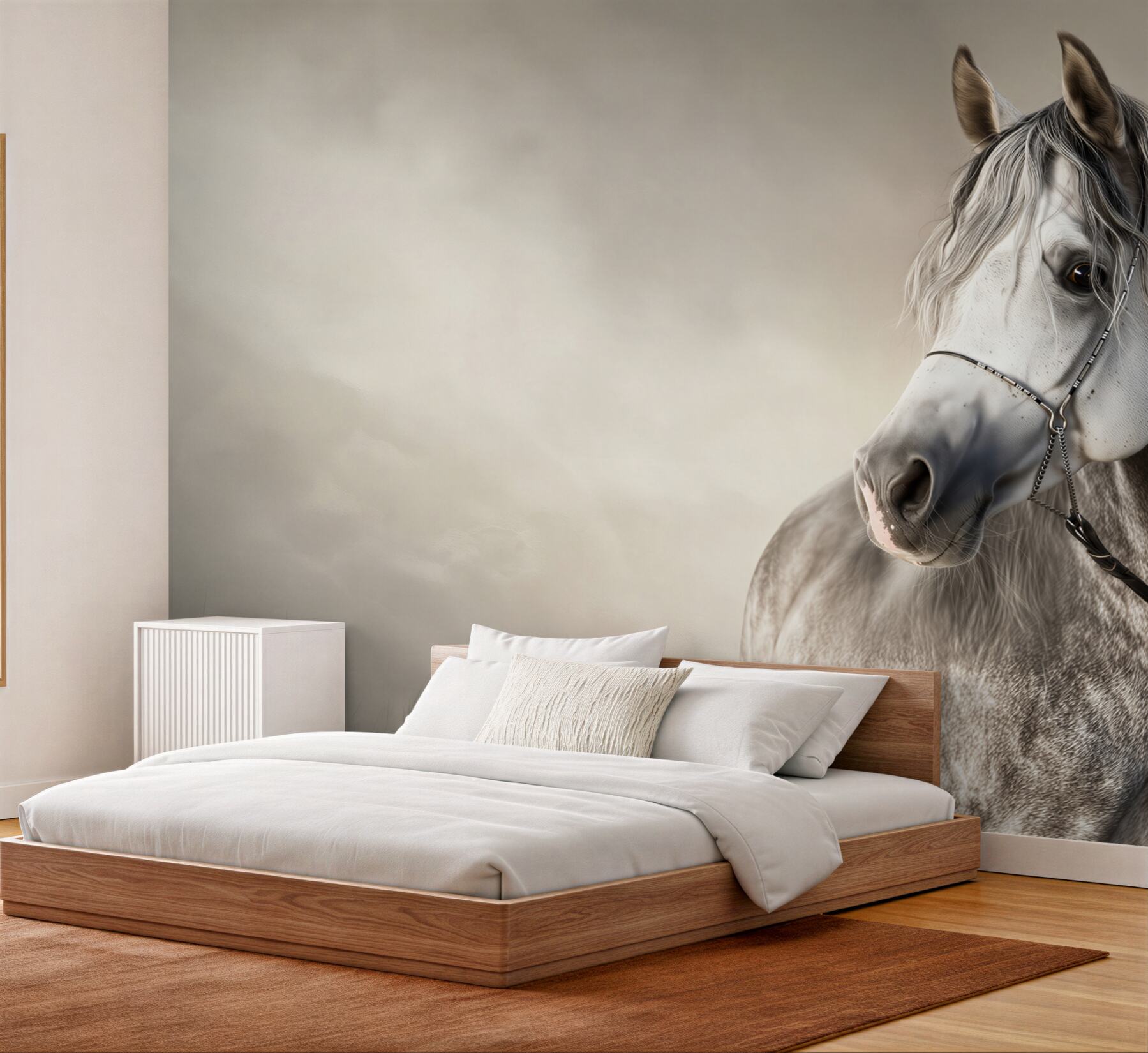 Papier peint beau profil de cheval sur fond noir