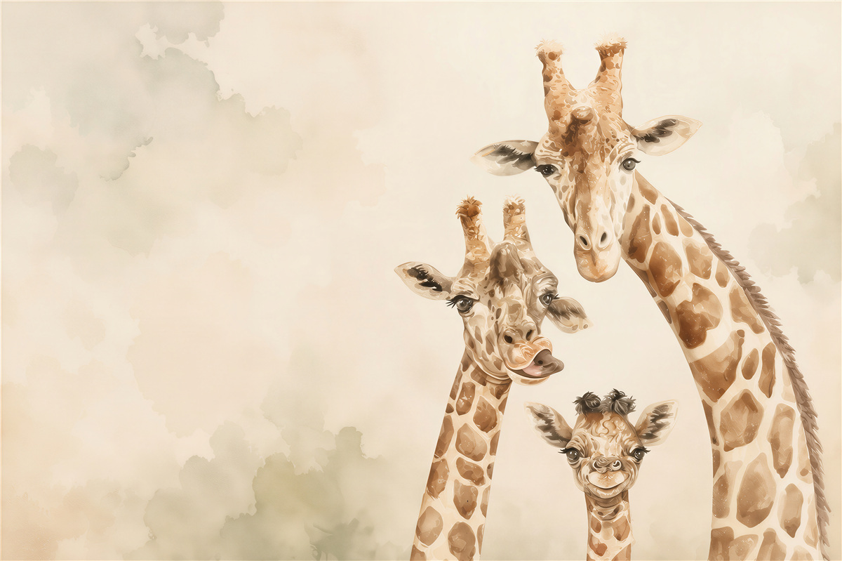 Papier peint Famille de girafes
