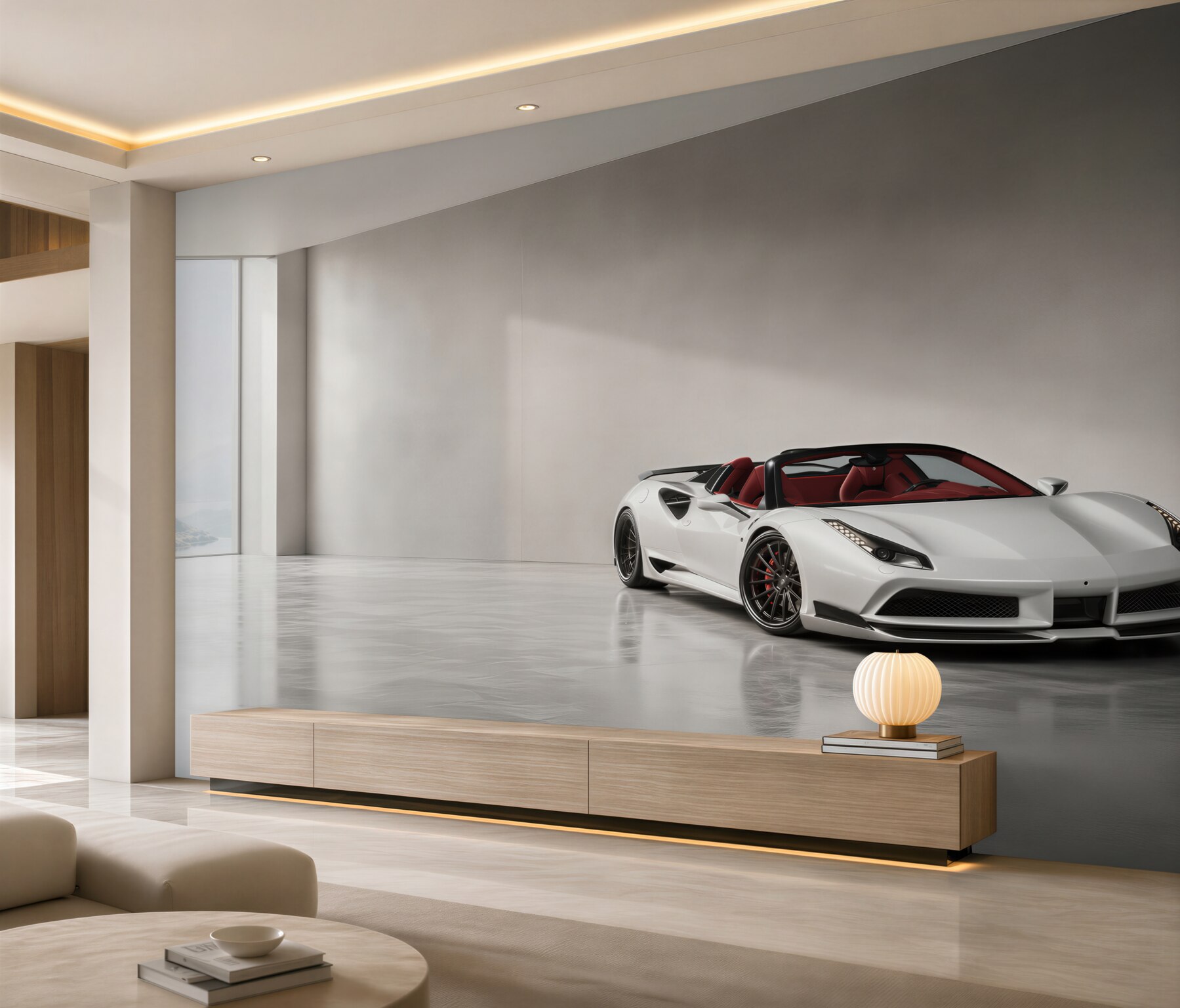 Papier peint Cabriolet sportif blanc