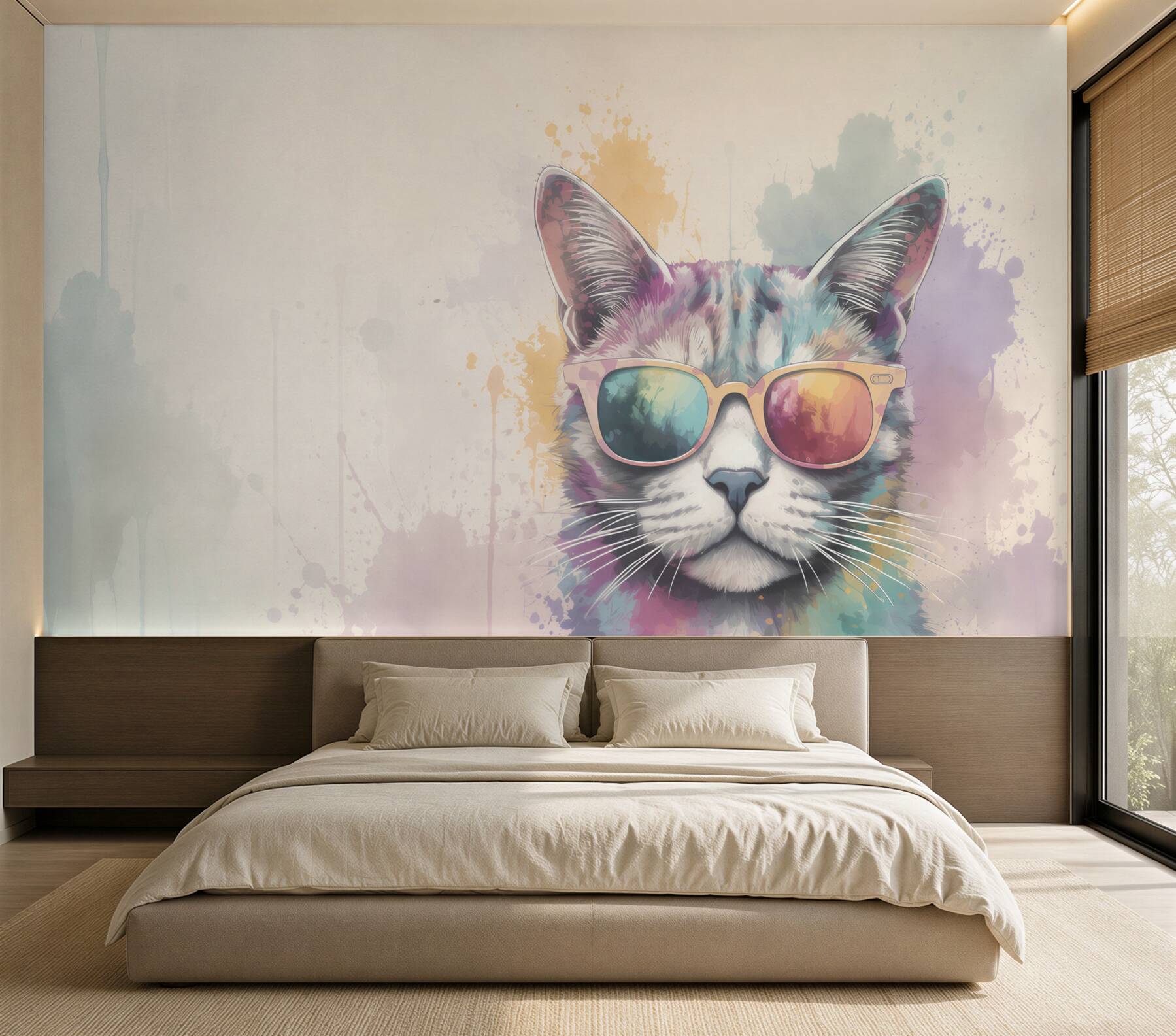 Papier peint Chat avec des lunettes