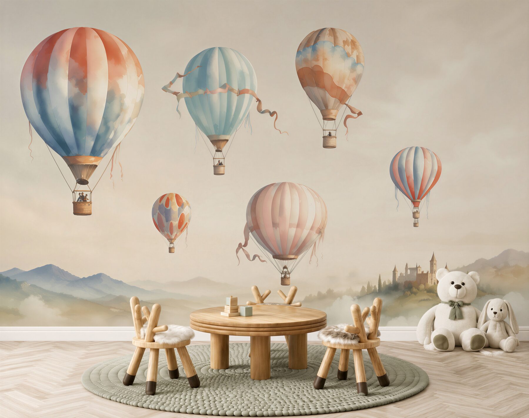 Papier peint parade de ballons au-dessus de la ville