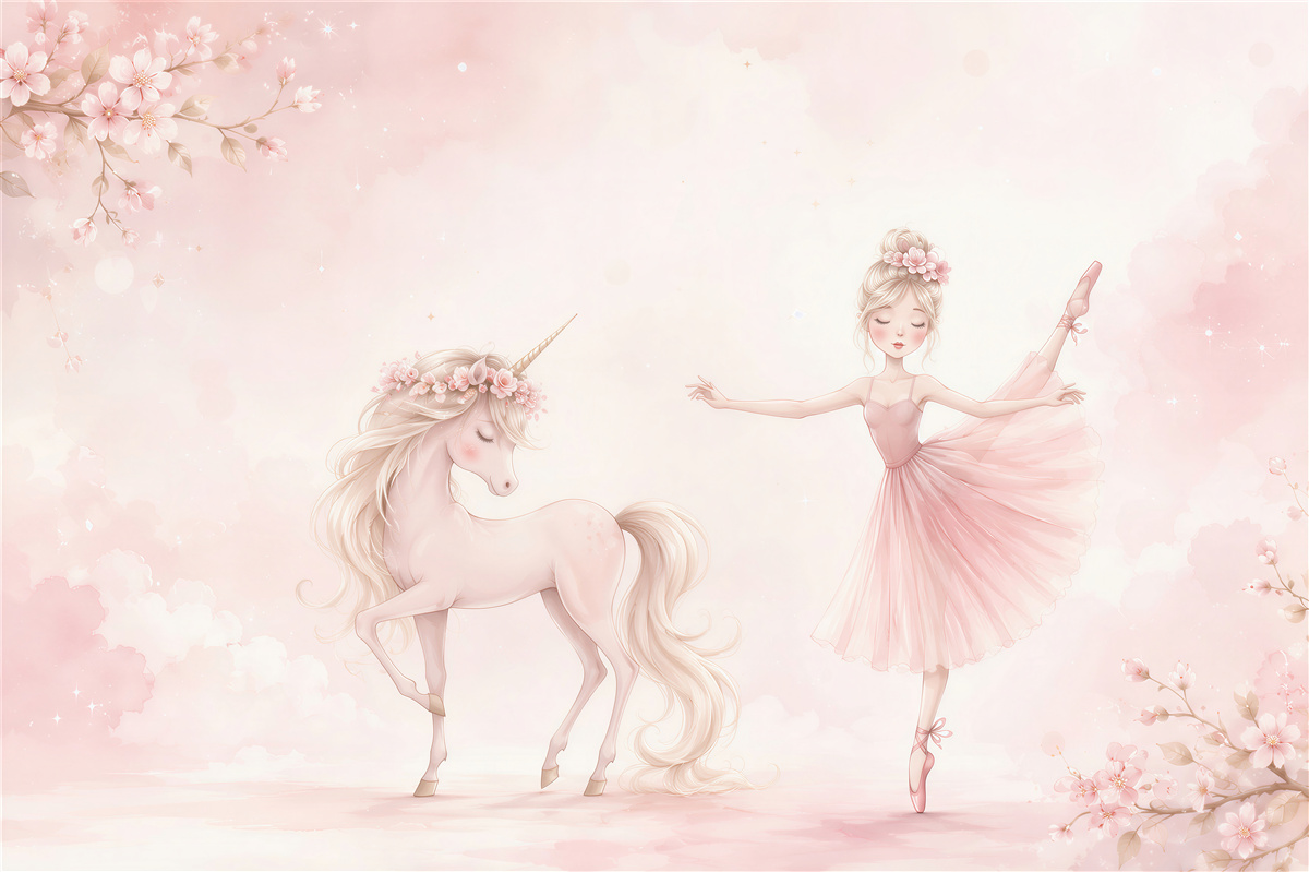 Papier peint Fée dansant avec une licorne