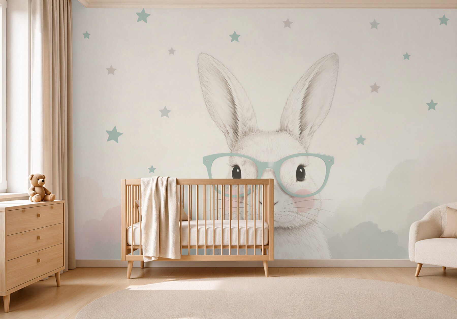 Papier peint Résumé lapin avec lunettes