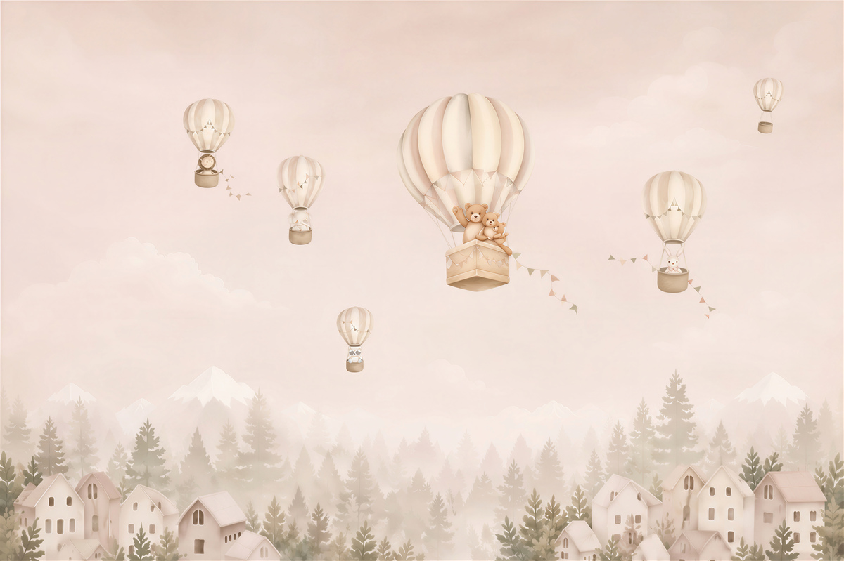 Papier peint Animaux volant dans des ballons