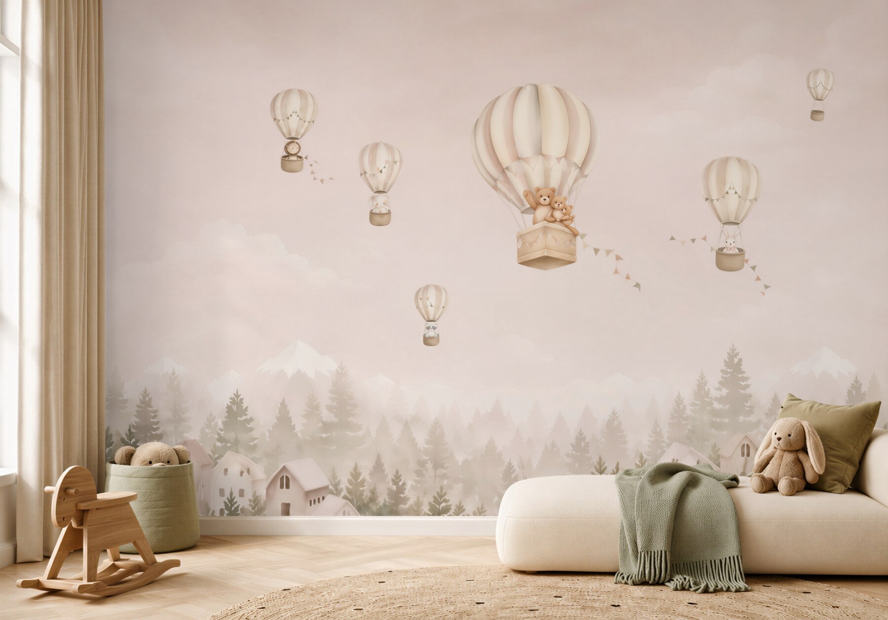 Papier peint Animaux volant dans des ballons