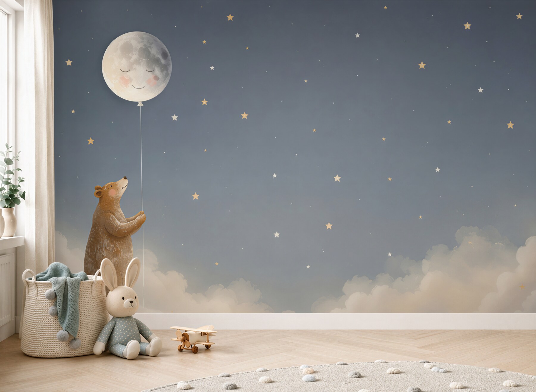 Papier peint Ours place la lune dans le ciel