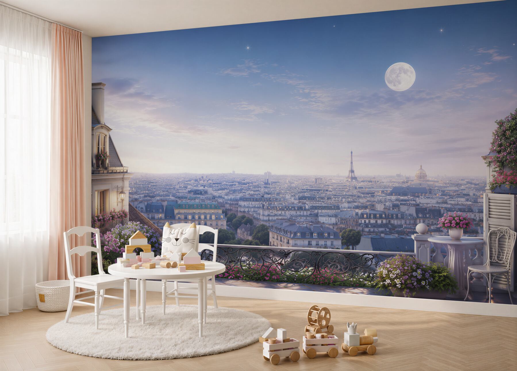 Papier peint Vue du balcon de Paris endormi
