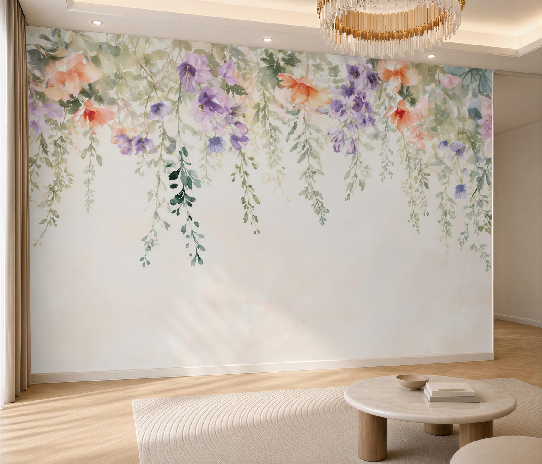 Papier peint Fleurs de jardin délicates et inversées