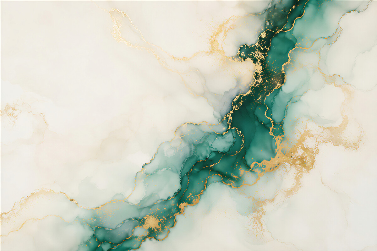 Papier peint Couleurs émeraude sur marbre blanc