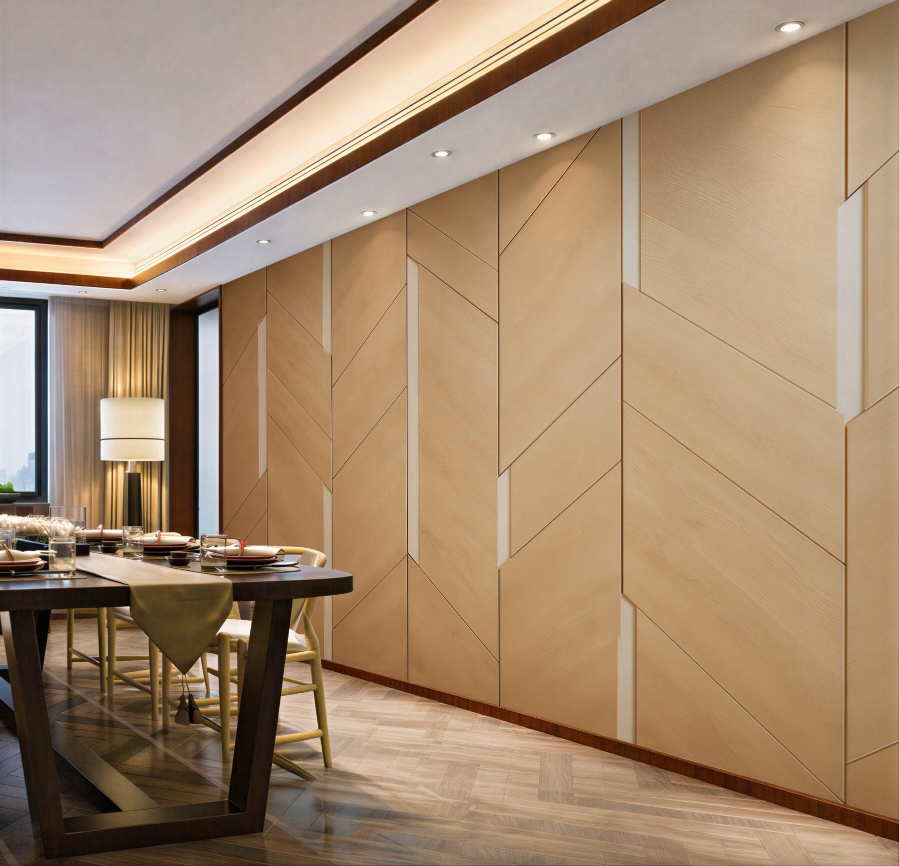 Papier peint Parquet brun avec éclairage