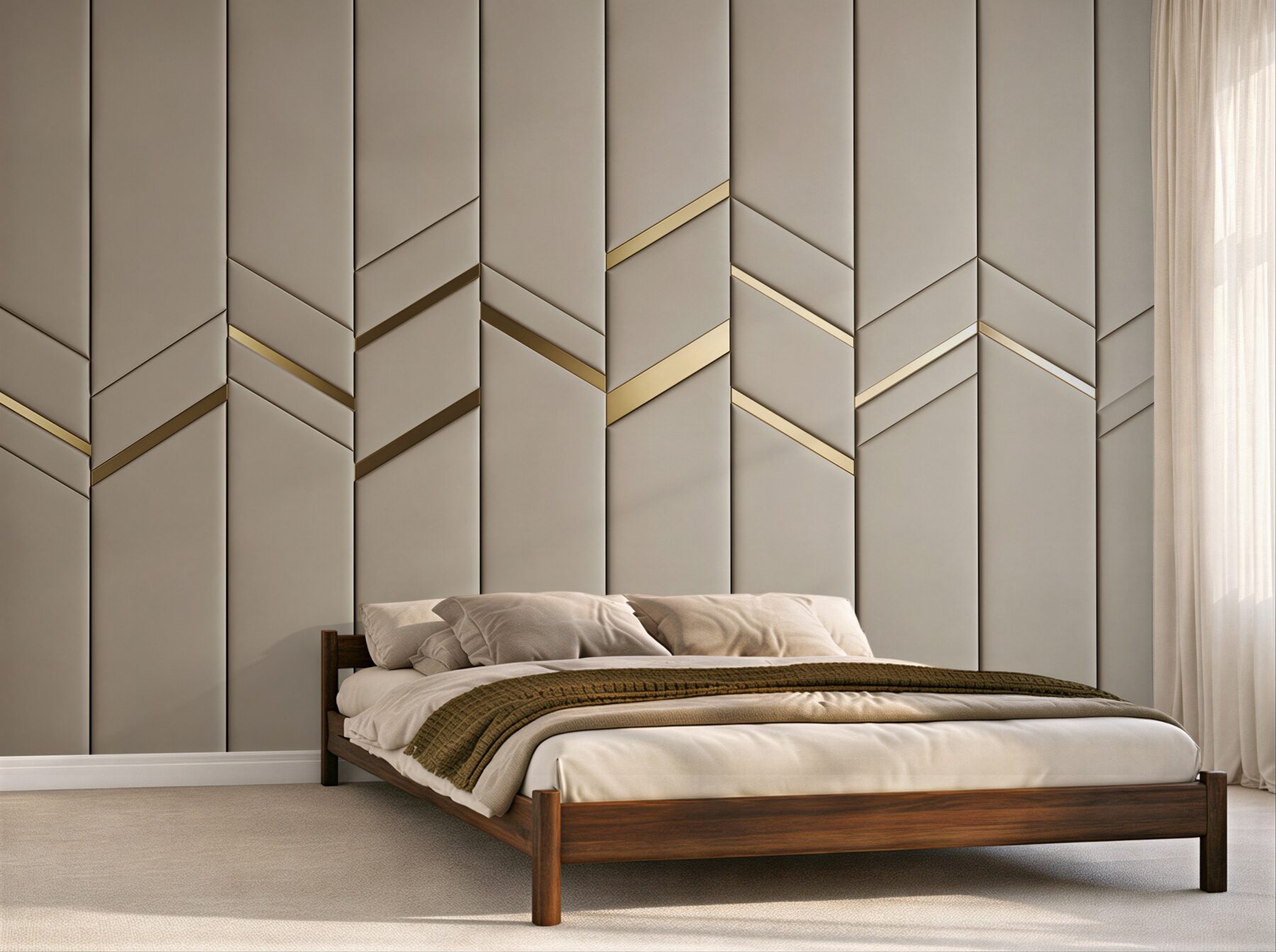 Papier peint Division dorée sur bois clair