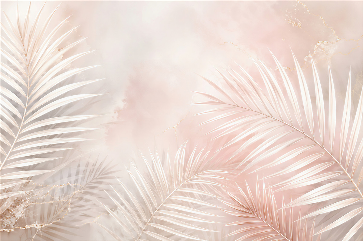 Papier peint Grandes feuilles blanches sur fond doux