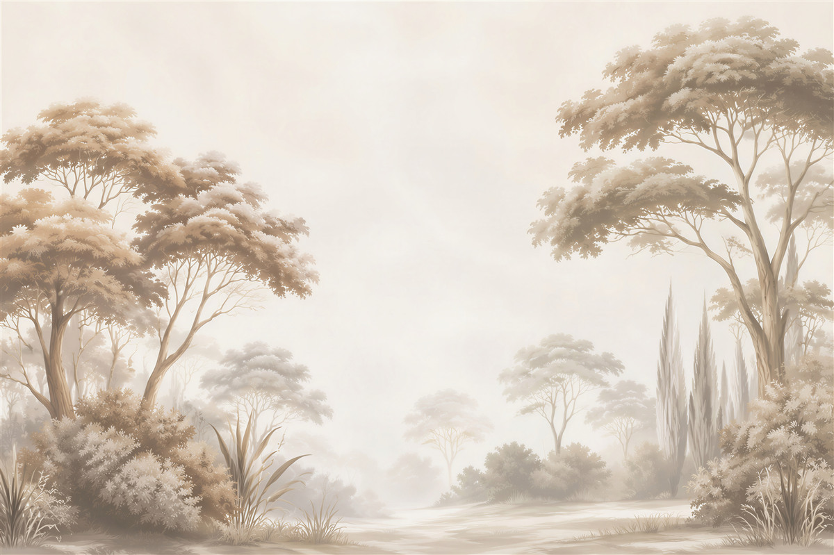 Papier peint Couronnes luxuriantes d'arbres forestiers