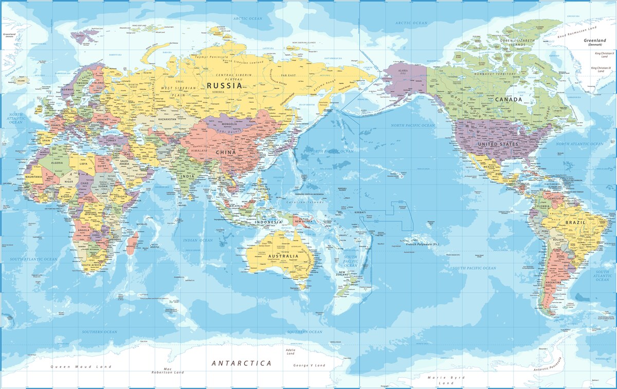 Papier peint Carte politique moderne du monde
