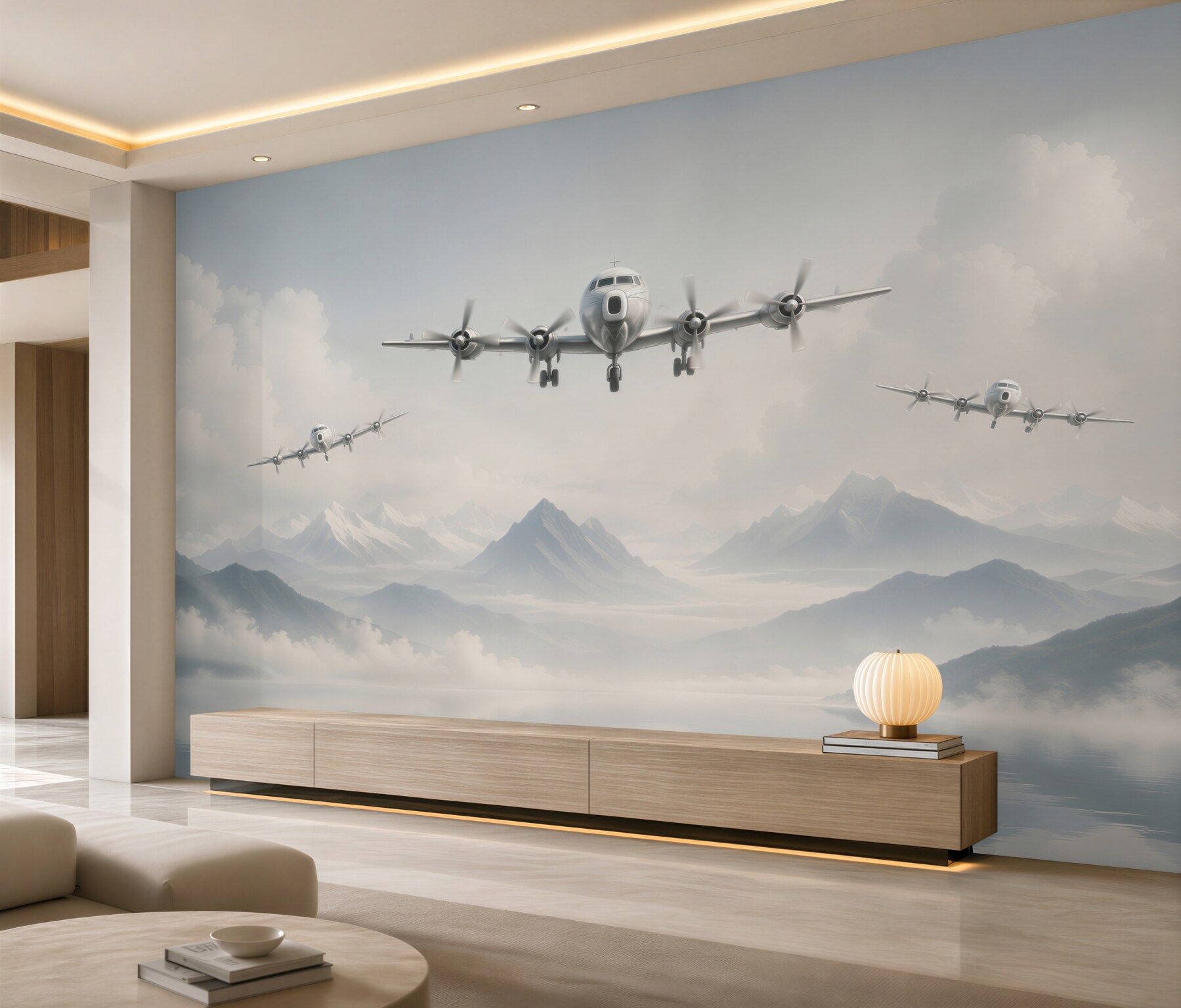 Papier peint Avions volant au-dessus des montagnes