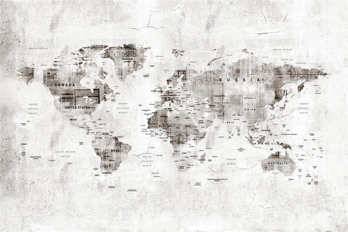 Papier peint Carte du monde avec noms de pays
