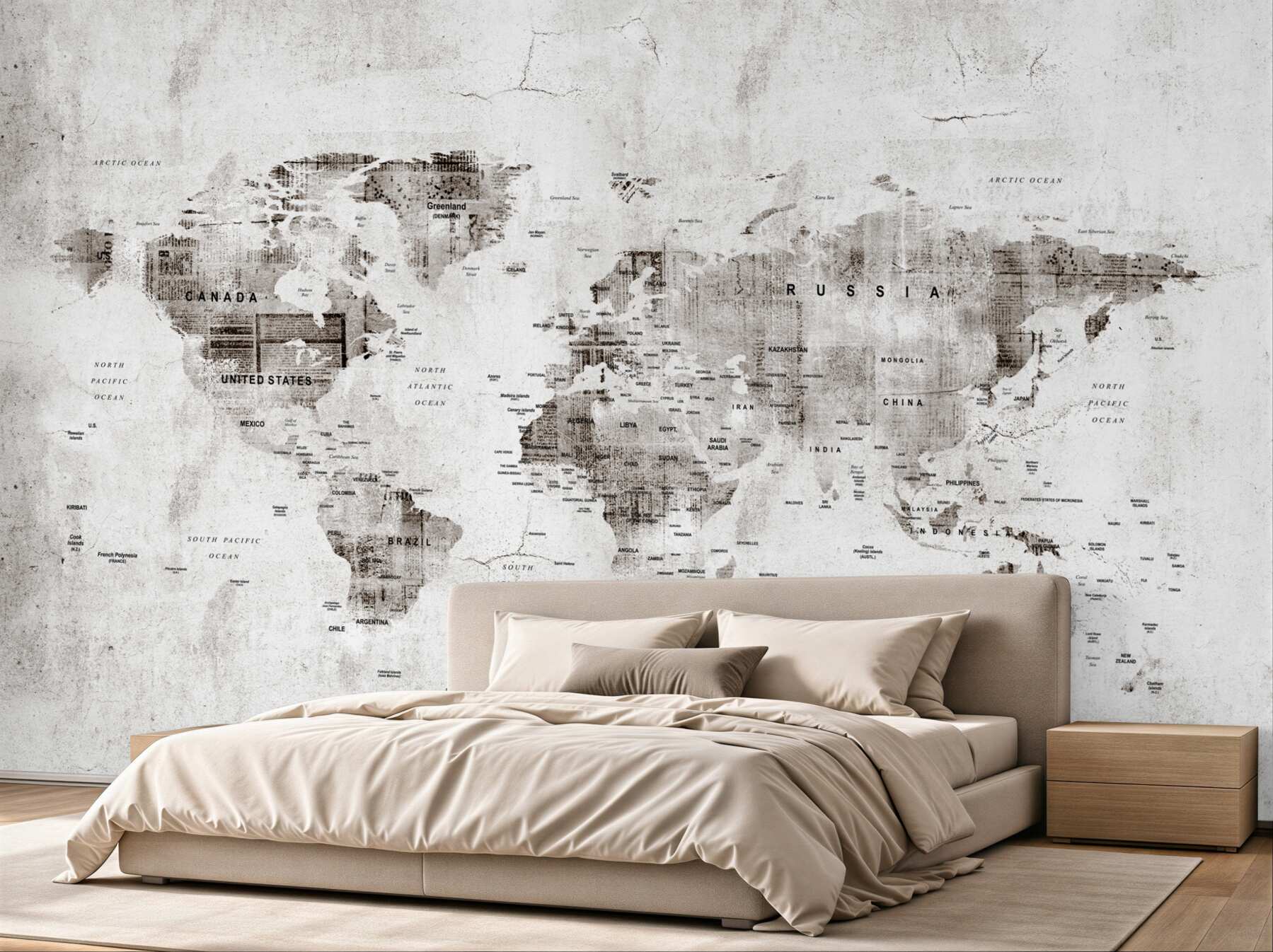 Papier peint Carte du monde avec noms de pays