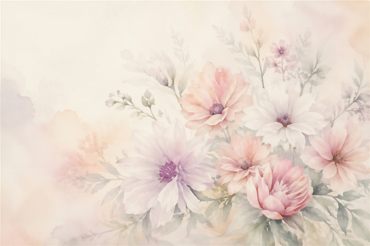 Papier peint Bourgeons délicats de fleurs en aquarelle