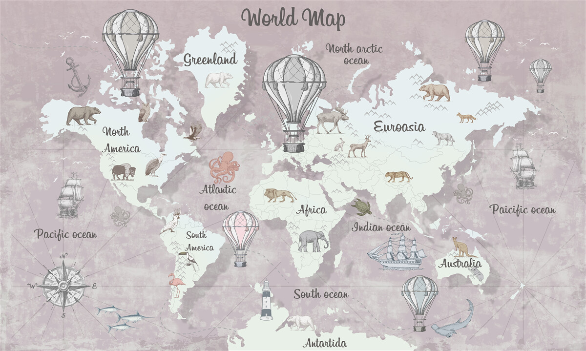 Papier peint Carte du monde avec noms