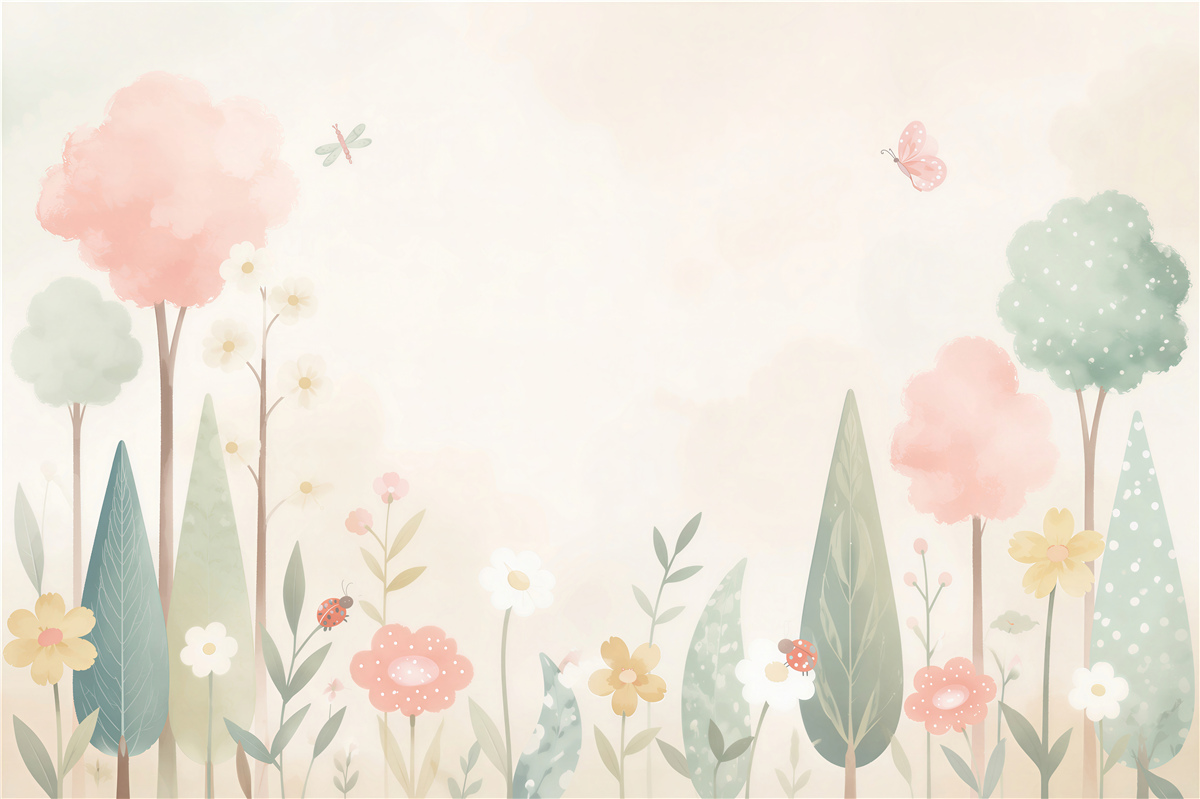 Papier peint Forêt fleurie pour enfants