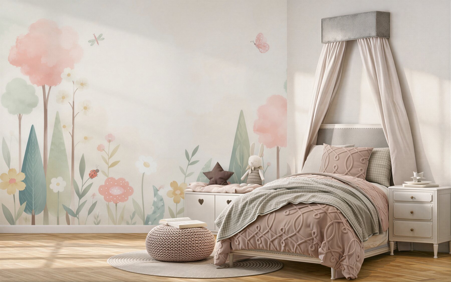 Papier peint Forêt fleurie pour enfants
