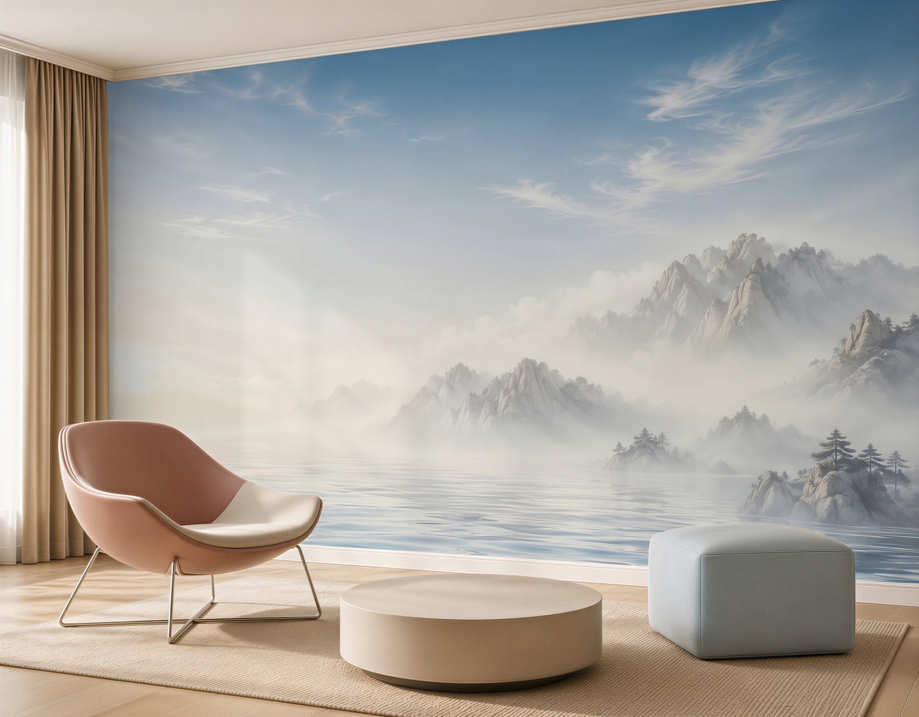 Papier peint Montagnes au-dessus des eaux calmes