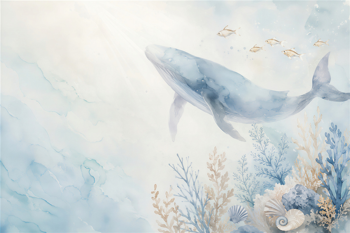 Papier peint Baleine bleue sous l'eau
