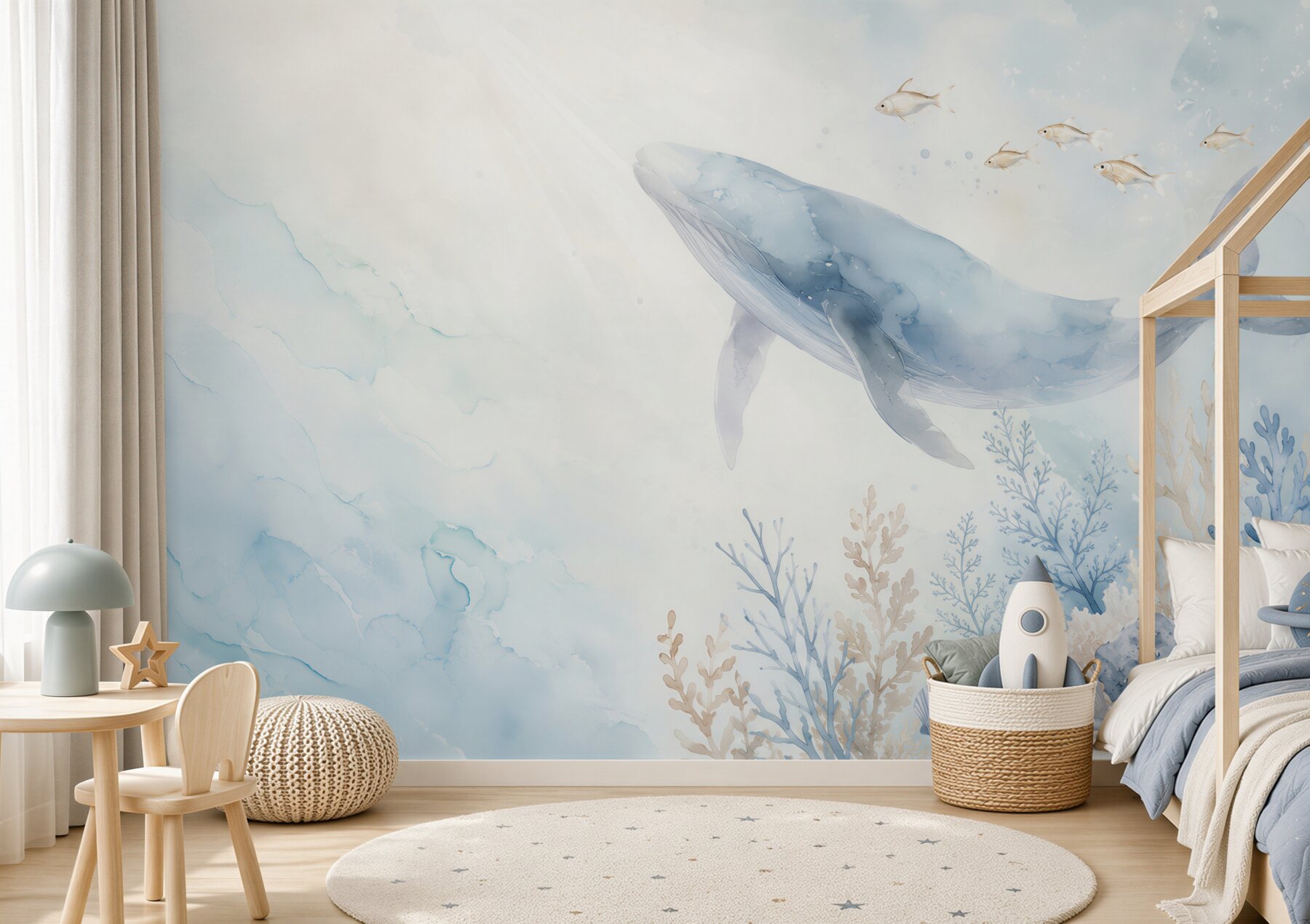 Papier peint Baleine bleue sous l'eau