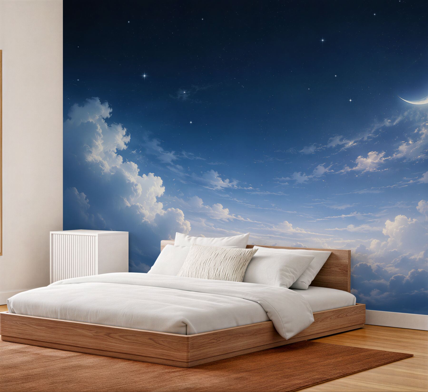 Papier peint Nuit avec lune et étoiles