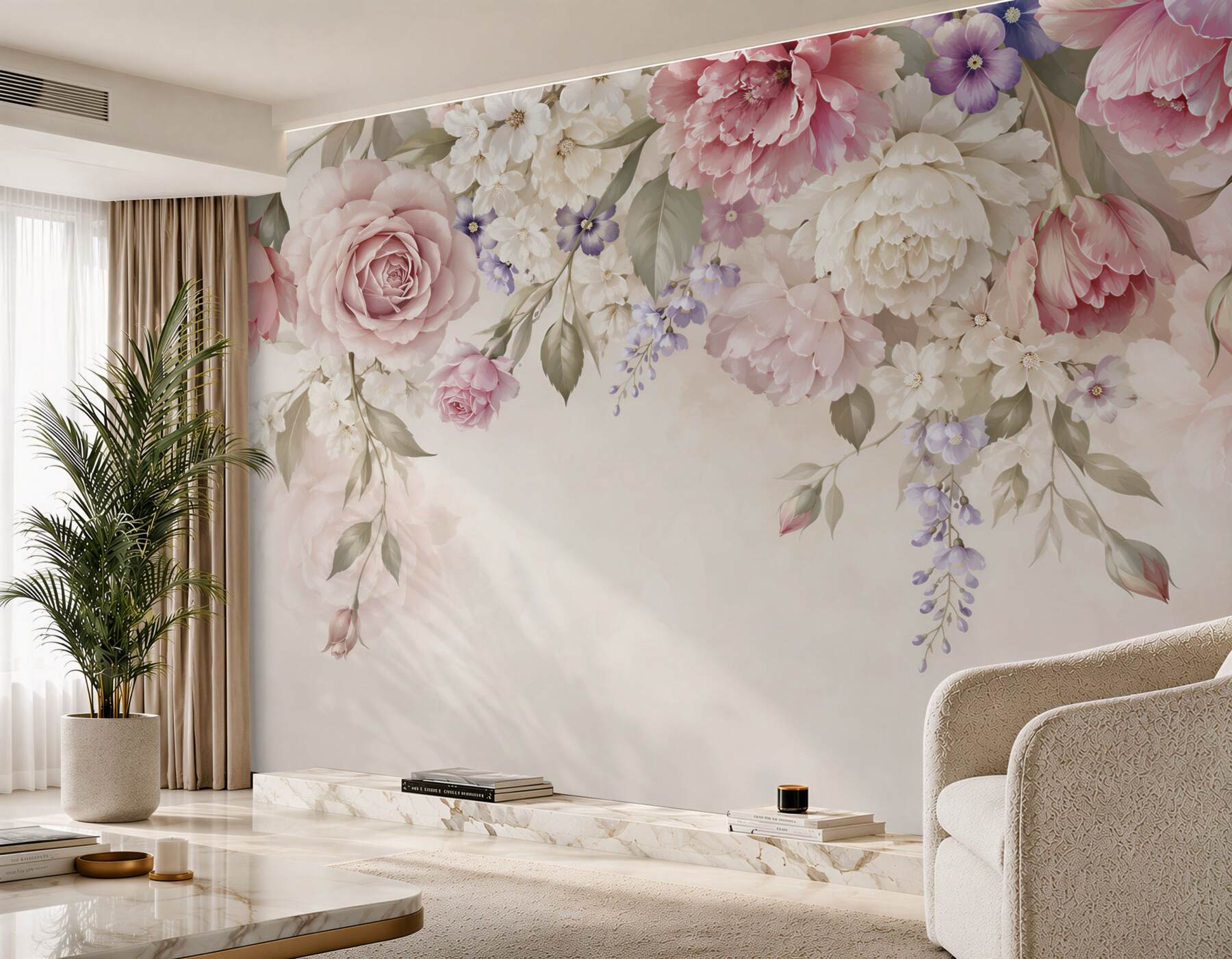 Papier peint Composition florale suspendue