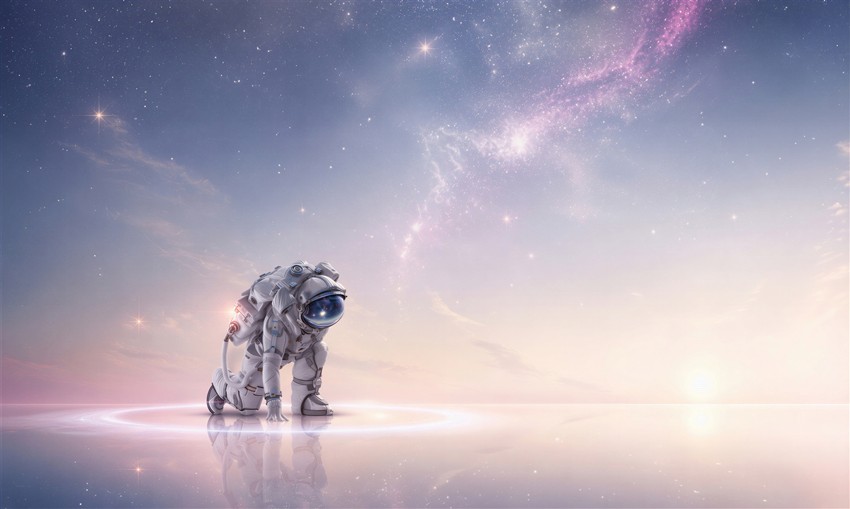 Papier peint Astronaute dans un cosmos pastel pour la chambre d'enfant