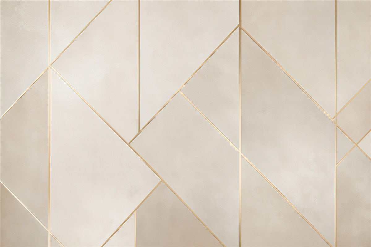 Papier peint lignes géométriques dorées sur fond beige moderne