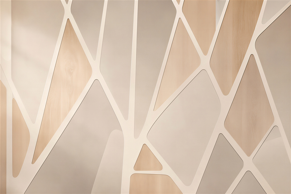 Papier peint géométrie abstraite beige avec effet bois