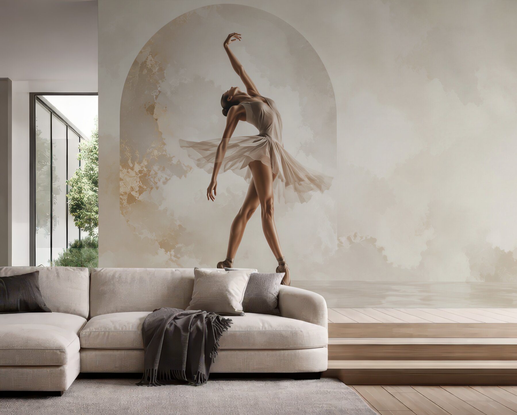 Papier peint ballerine dans une pièce claire composition dansante élégante