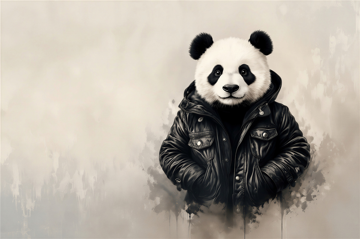 Papier peint panda en veste noire style moderne street art