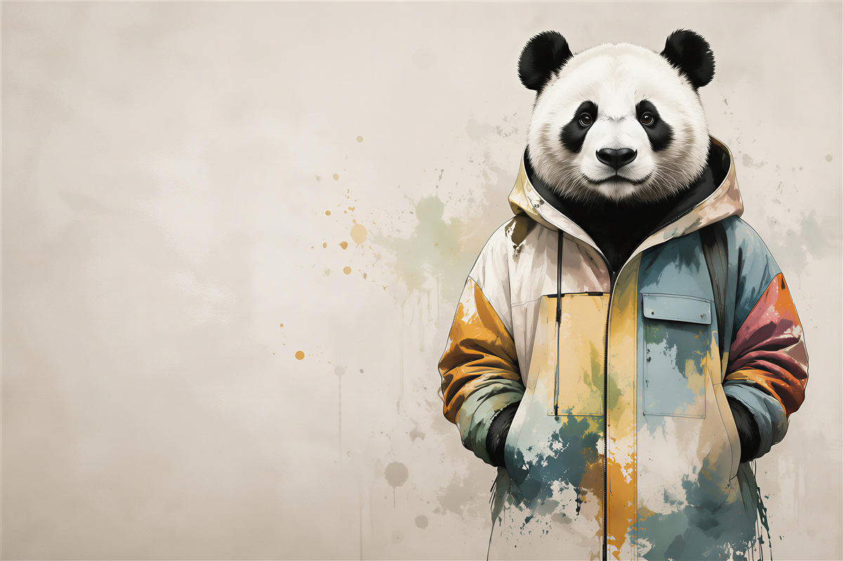 Papier peint panda en veste colorée décoration moderne pour la chambre