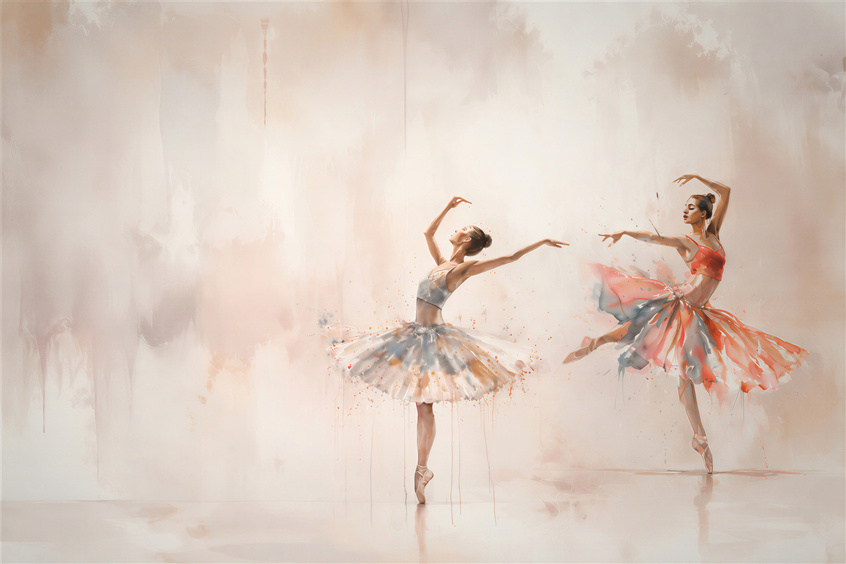 Papier peint ballerines en danse élégance pastel pour la chambre de fille