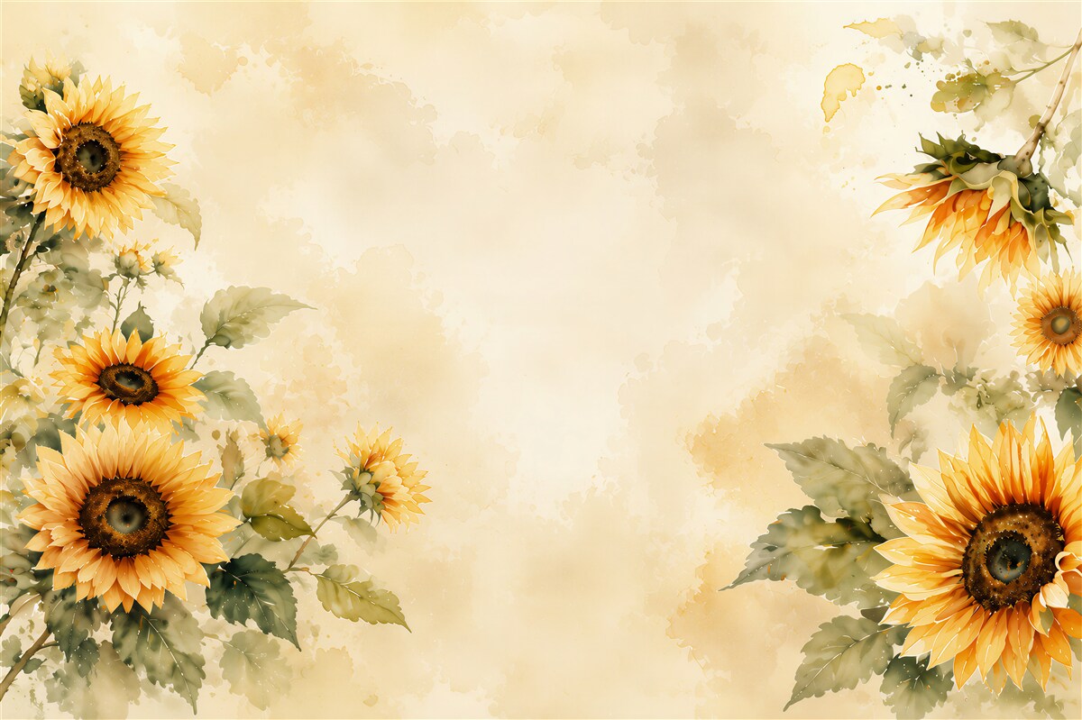 Papier peint tournesols jaunes sur fond clair rustique