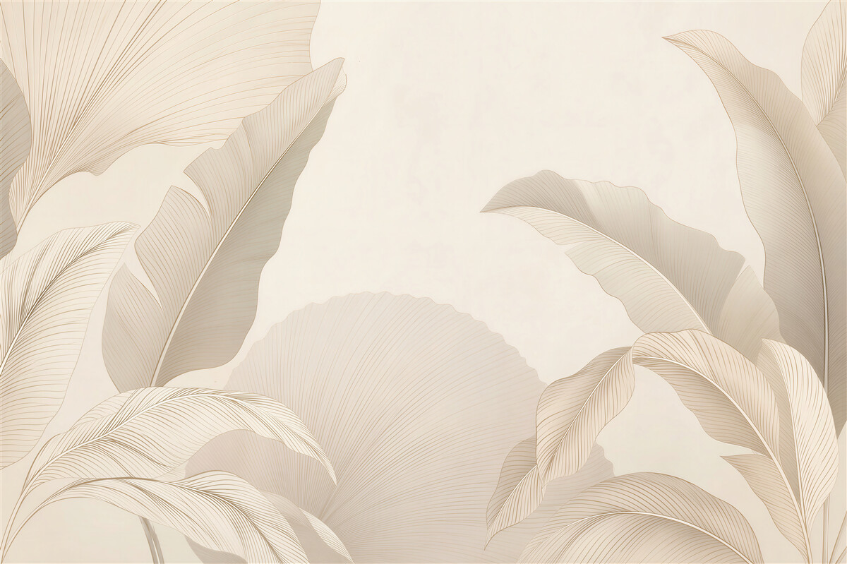 Papier peint feuilles tropicales beiges minimalistes élégance